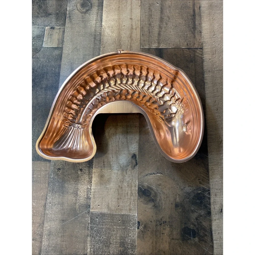 Vintage‎ Pink Copper Fish Jello Aluminum Mold/ Wall Hanging With Hook Farmhouse